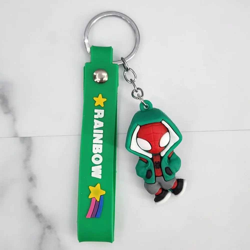 NEW Marvel Avengers Spider-Man Superhero Figure Keychain & Strap Bag Charm PVC